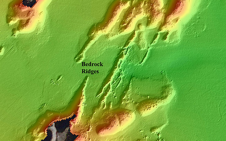 3 d multibeam bathymetric image of the western side of Bedford Basin