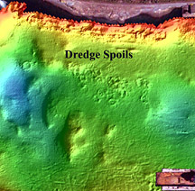 multibeam bathymetric image of an area of The Narrows of Halifax Harbour